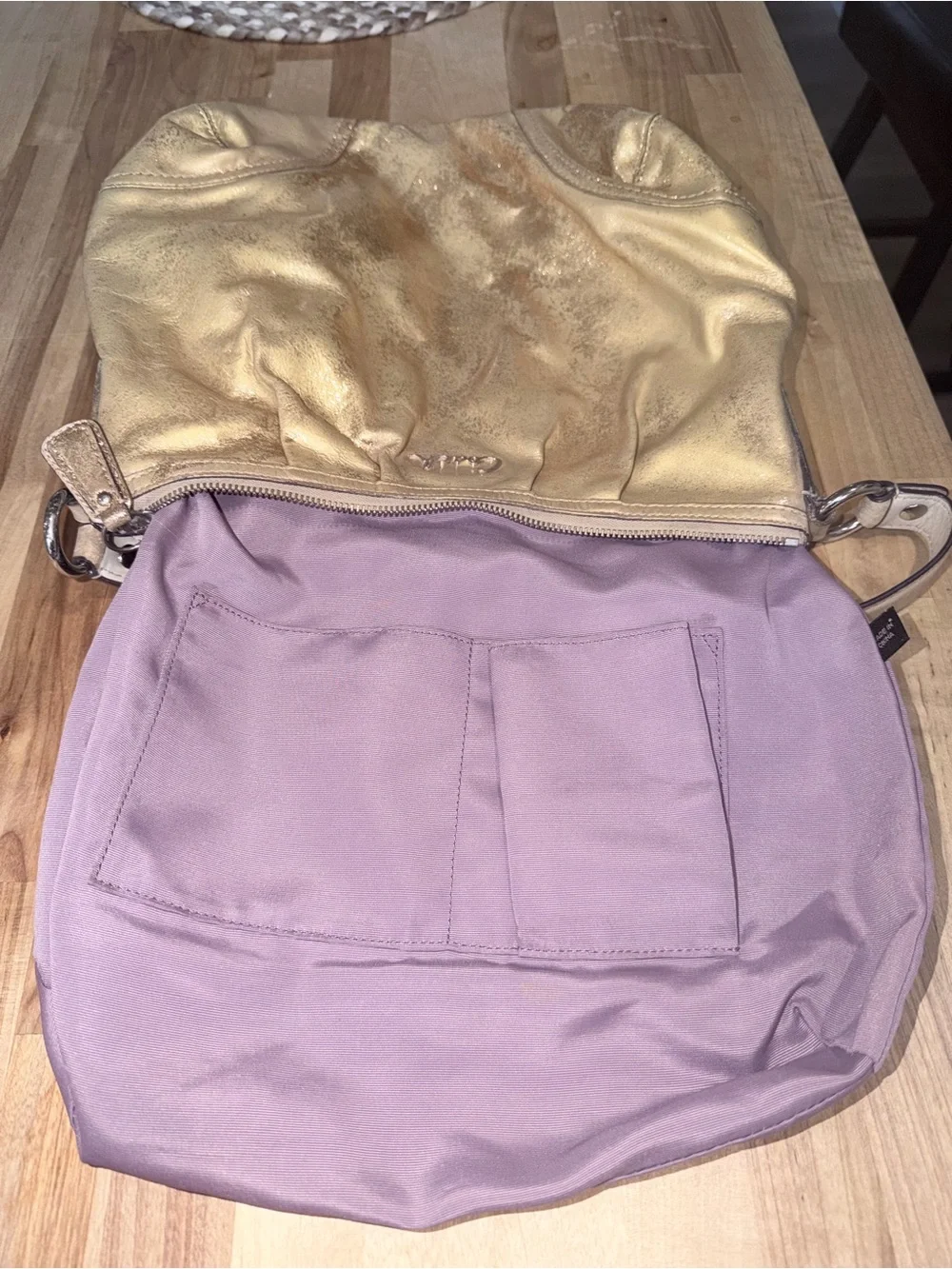 Coach Champagne Gold Leather Hobo Bag